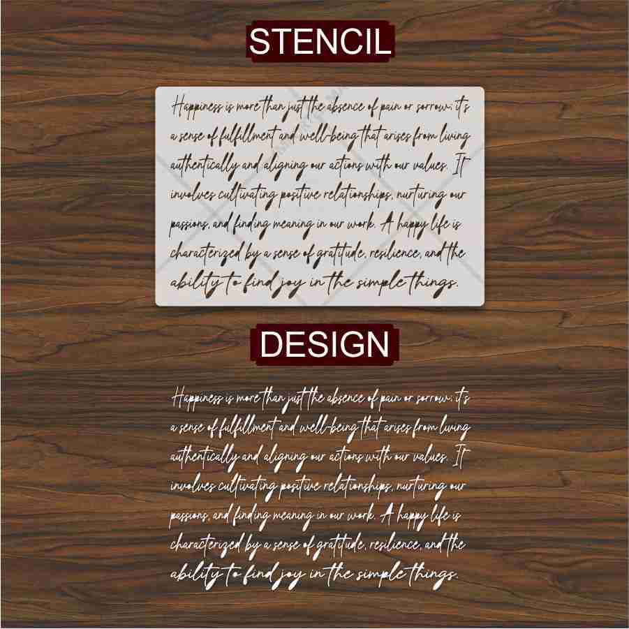 Inspirational Happiness Quote Calligraphy Stencil for Wall, Wood & Canvas Art β Motivational Text Design β ID# 695 - Image 4