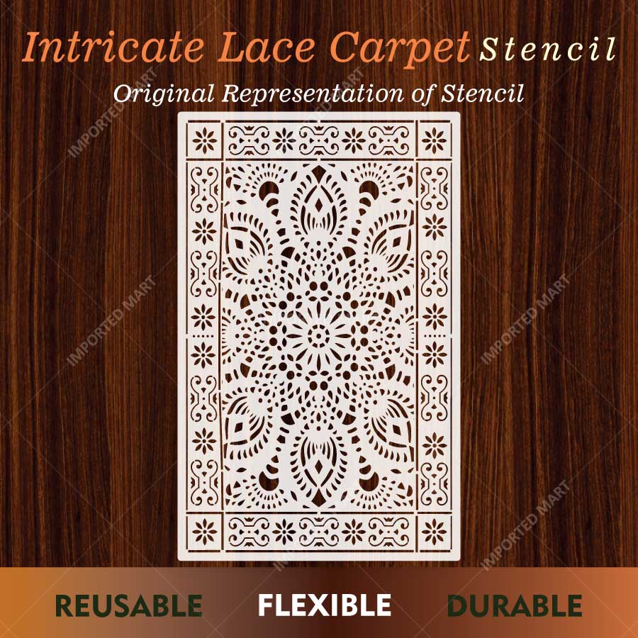 Intricate Lace Carpet Stencil for Floor, Wall & Rug Painting β Elegant Floral Mandala Design β ID# 756 - Image 2