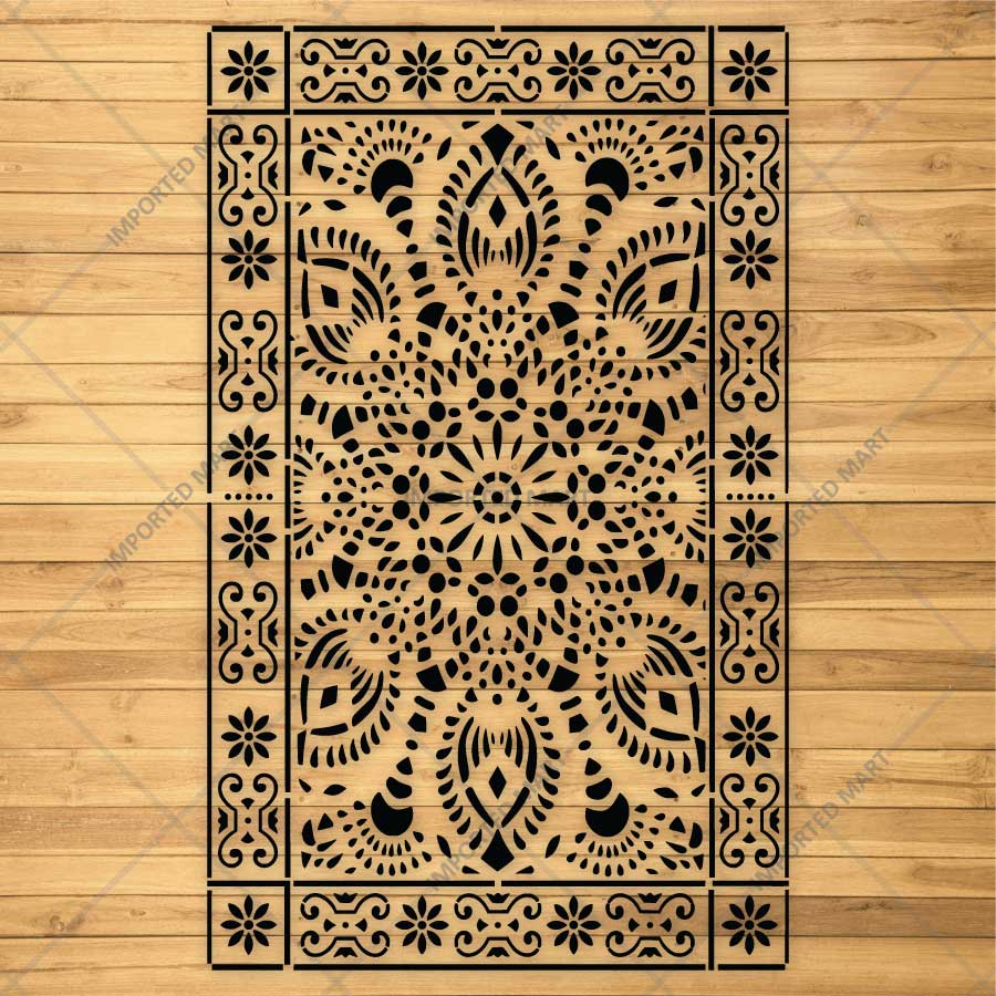 Intricate Lace Carpet Stencil for Floor, Wall & Rug Painting β Elegant Floral Mandala Design β ID# 756 - Image 3