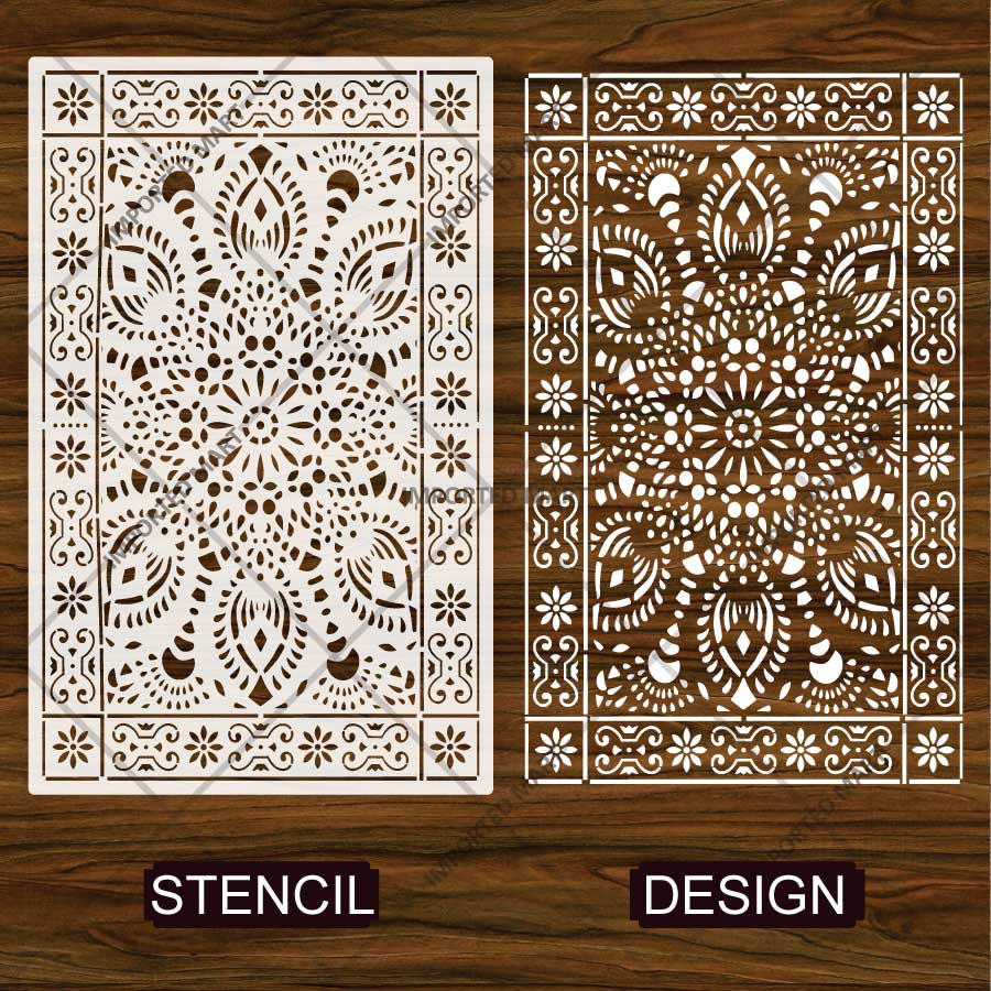 Intricate Lace Carpet Stencil for Floor, Wall & Rug Painting β Elegant Floral Mandala Design β ID# 756 - Image 4