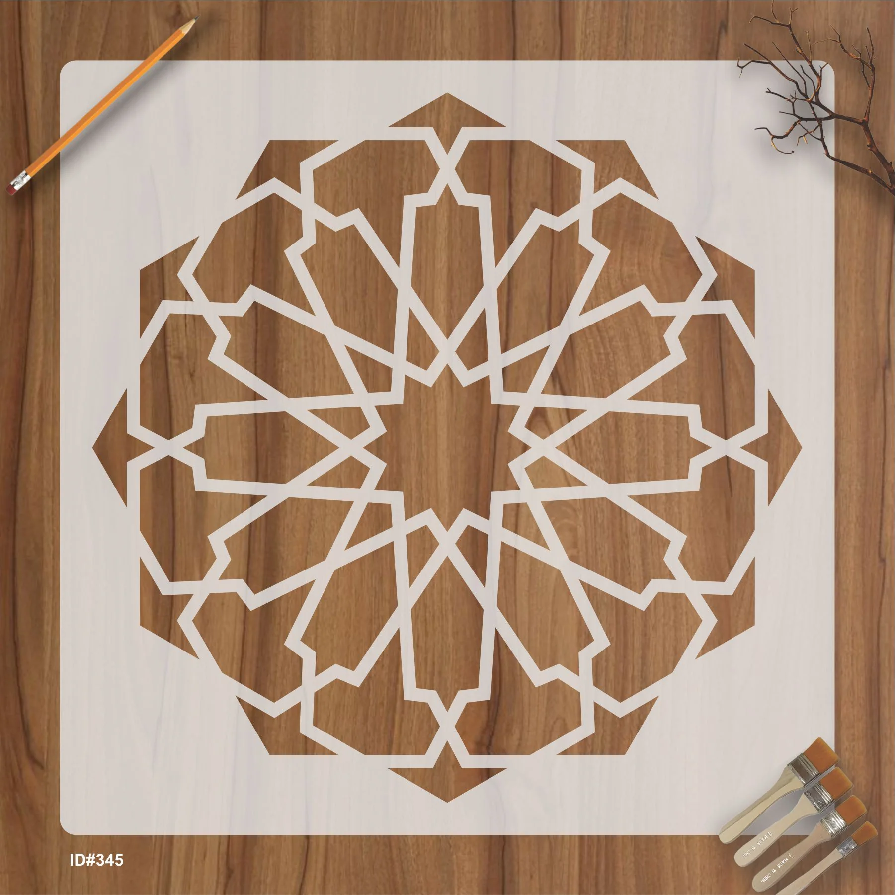 Islamic Art Geometric Design Stencil Reusable Stencil For Canvas And Wall Painting. ID# 345