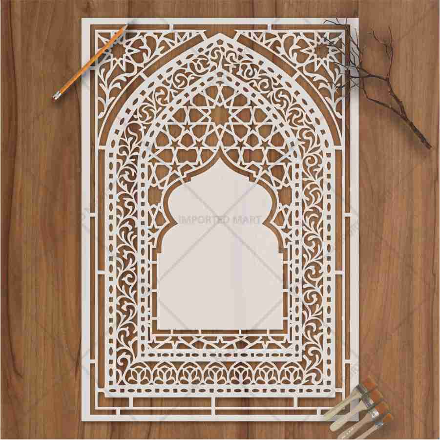 Traditional Carpet Stencil – Geometric & Floral Wall, Furniture & Floor Art – Mosque & Home Décor – ID# 708 - Image 2