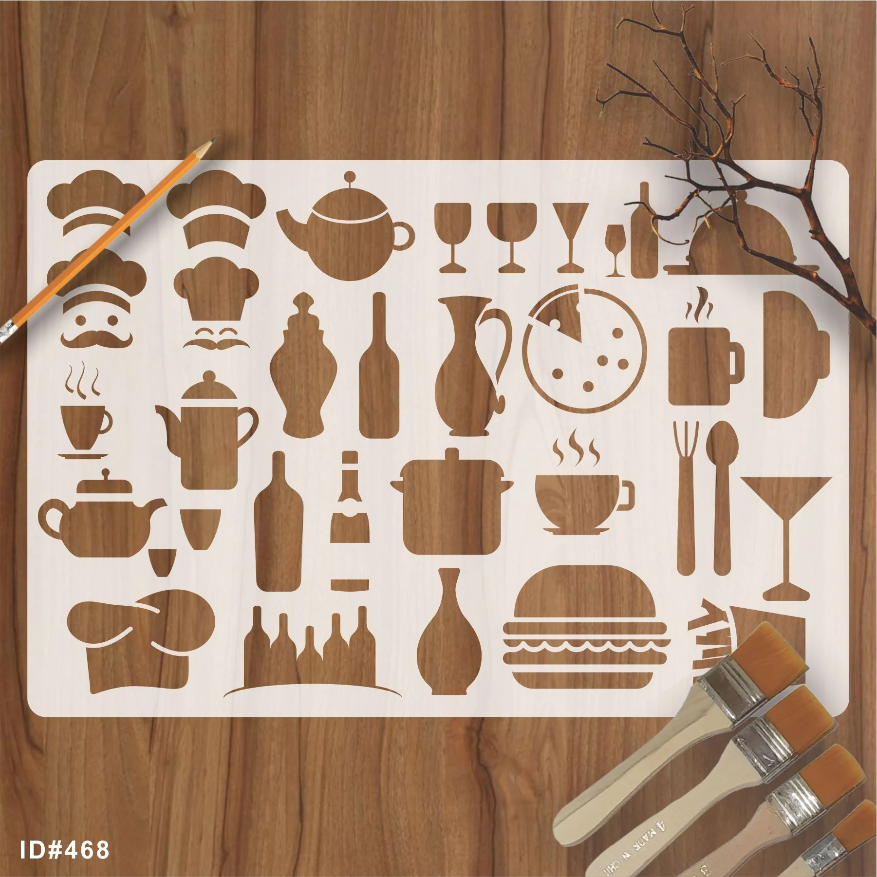 Kitchen Items&nbsp; Reusable Stencil For Canvas And Wall Painting.ID#468