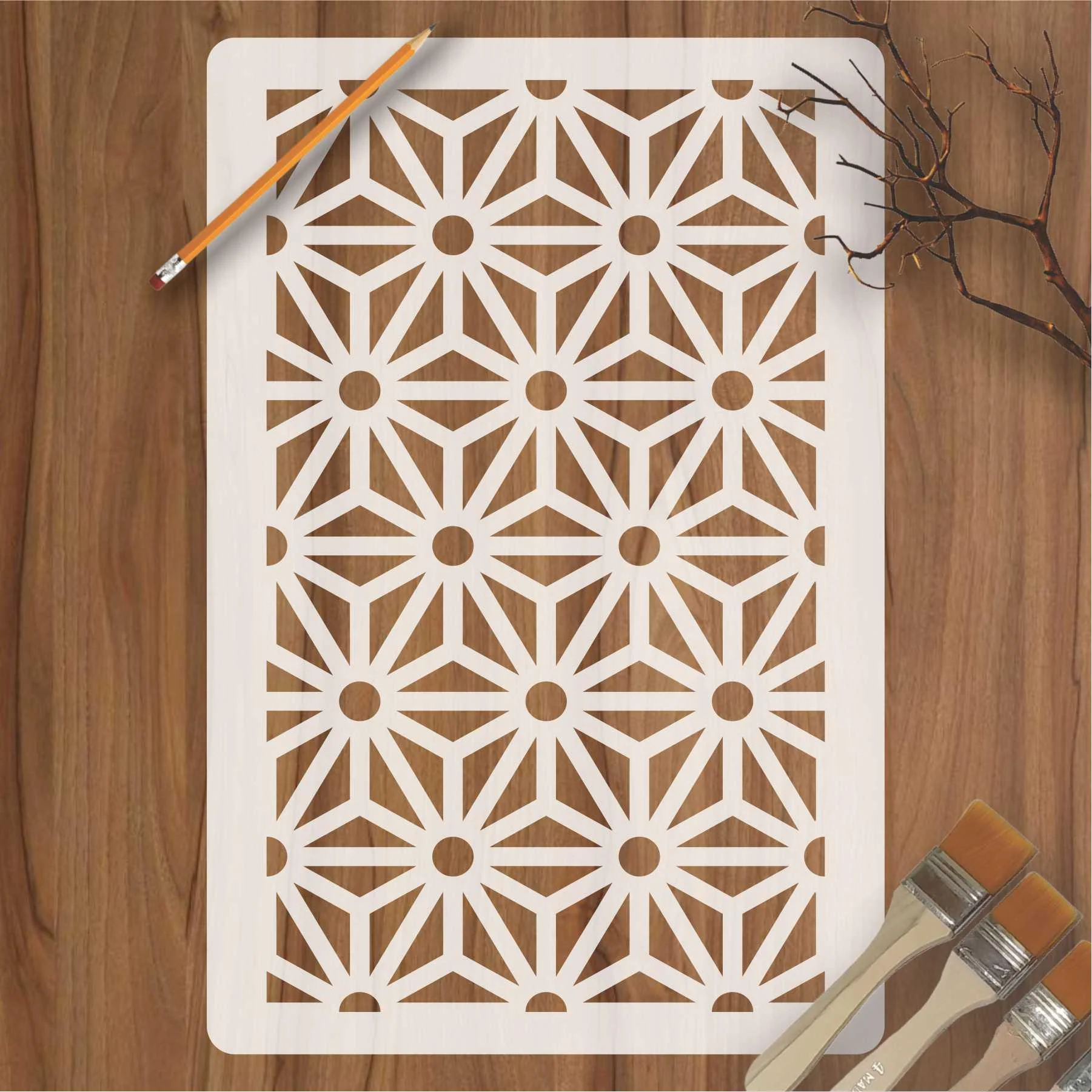 Kumiko Pattern Moroccan Fabric Reusable Stencil For Canvas And Wall Painting.ID#208F