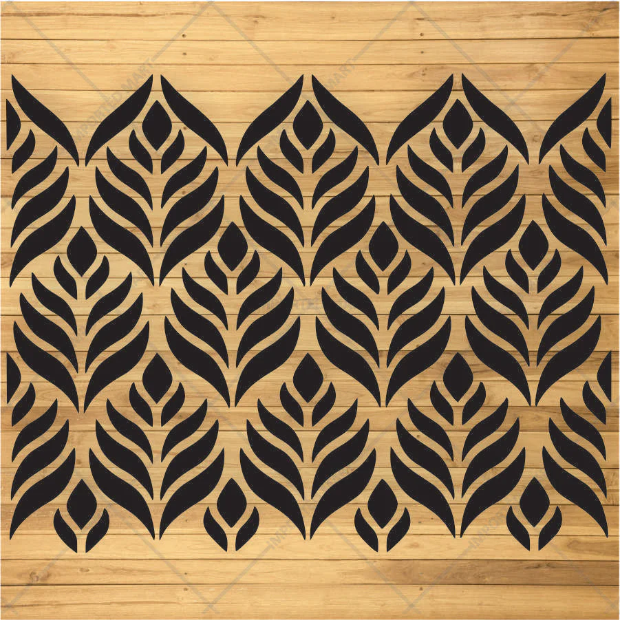 Modern Geometric Leaf Stencil for Wall, Furniture & Fabric Décor – Bold Botanical Pattern – ID# 662 - Image 3