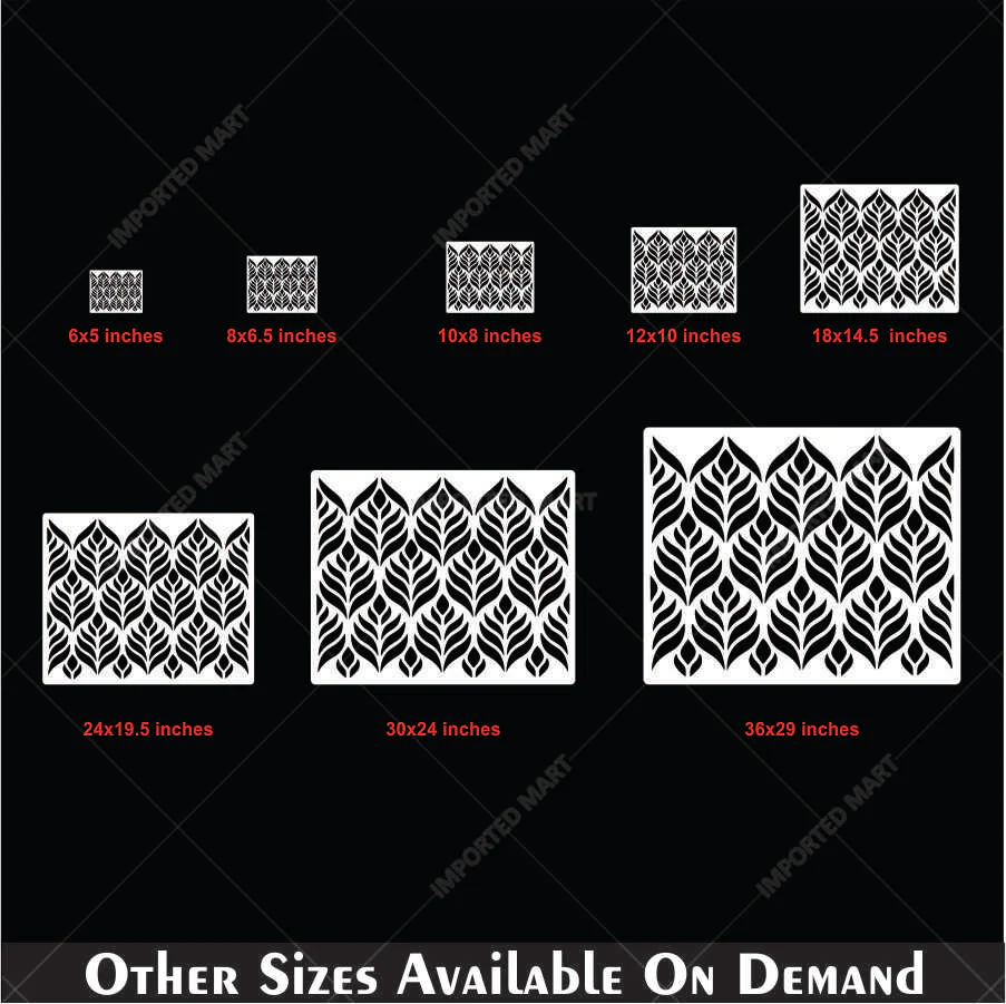 Modern Geometric Leaf Stencil for Wall, Furniture & Fabric Décor – Bold Botanical Pattern – ID# 662 - Image 5
