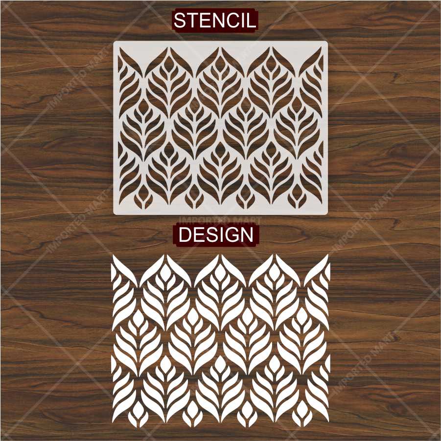 Modern Teardrop Leaf Stencil for Wall, Wood & Fabric – Bold Botanical Pattern – ID# 662 - Image 4