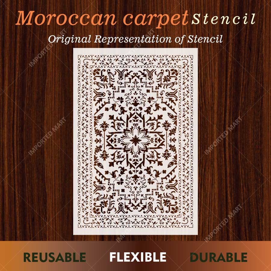 Moroccan Carpet Pattern Stencil for Walls, Floors & Furniture – Traditional Arabic Rug Design – ID# 743 - Image 5