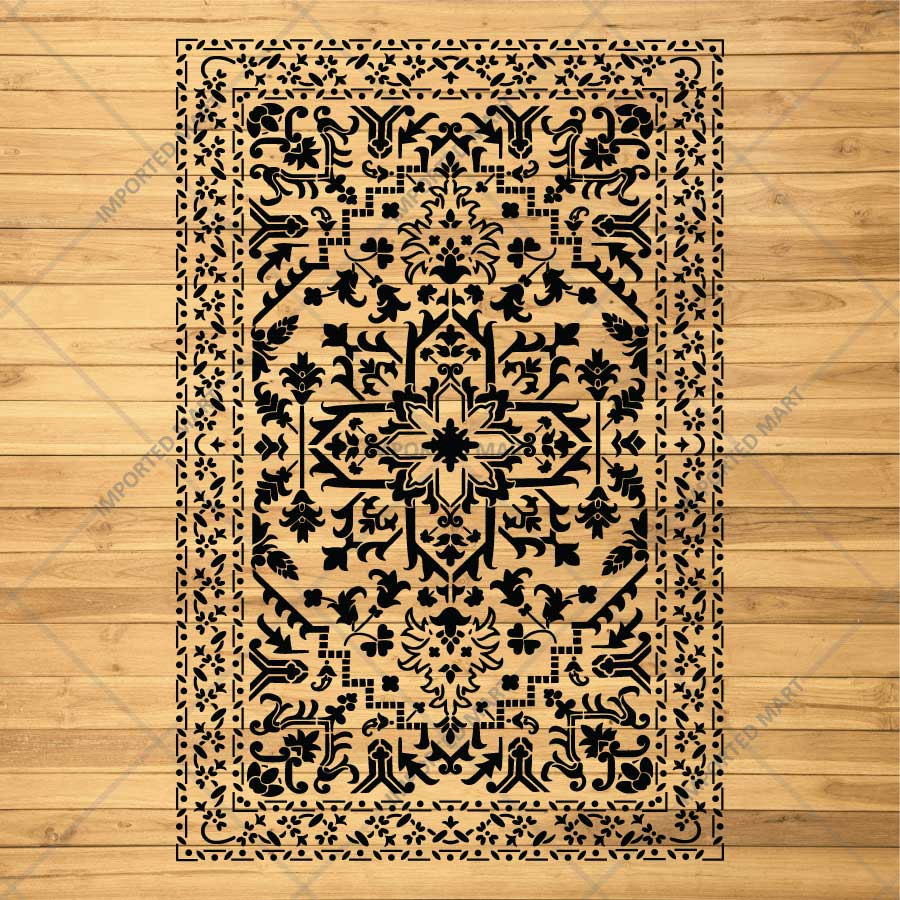 Moroccan Carpet Pattern Stencil for Walls, Floors & Furniture – Traditional Arabic Rug Design – ID# 743 - Image 6