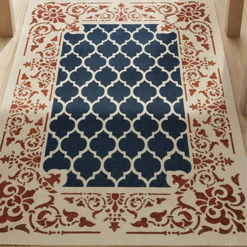 Moroccan Carpet Stencil for Wall, Floor & Furniture Art – Arabic Geometric Rug Pattern Design – ID# 710