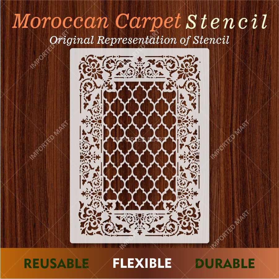Moroccan Carpet Stencil for Wall, Floor & Furniture Art – Arabic Geometric Rug Pattern Design – ID# 710 - Image 2