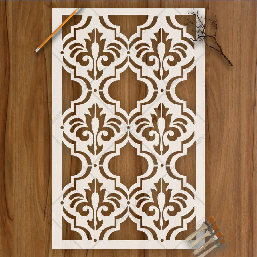 Moroccan Fleur Tile Stencil for Wall, Furniture & Fabric β Reusable Ornamental Design β ID# 687 - Image 3