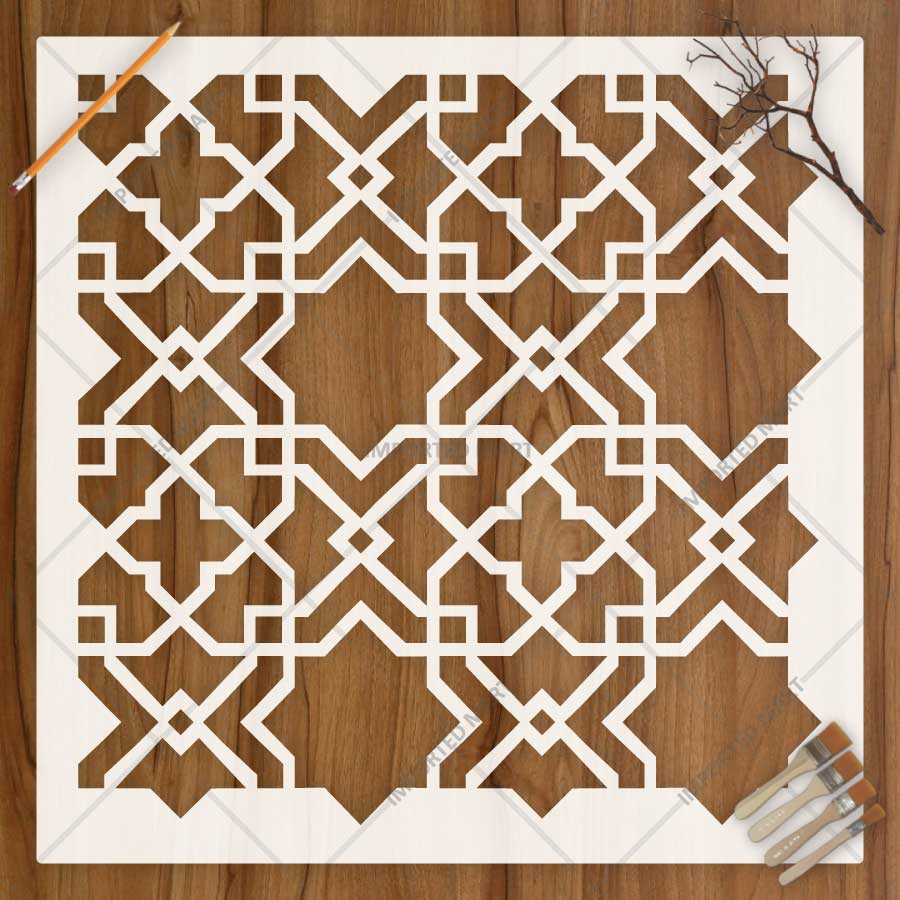 Moroccan Zellige Tile Stencil for Wall, Floor, Wood & Furniture Decor – Islamic Geometric Pattern – ID# 766
