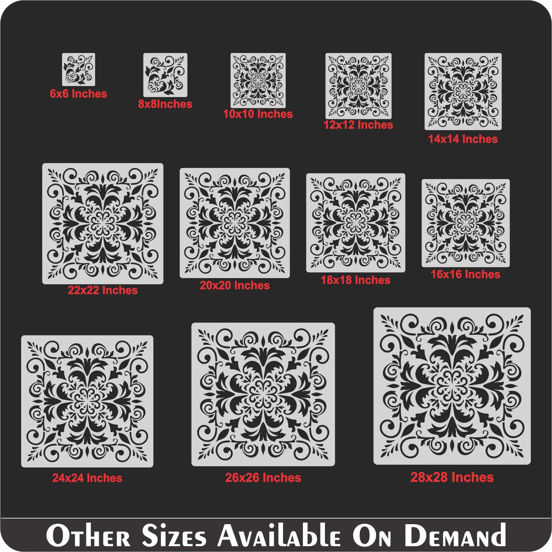 Motif Damask Pattern Reusable Stencil For Canvas And Wall Painting.ID#234 - Image 8