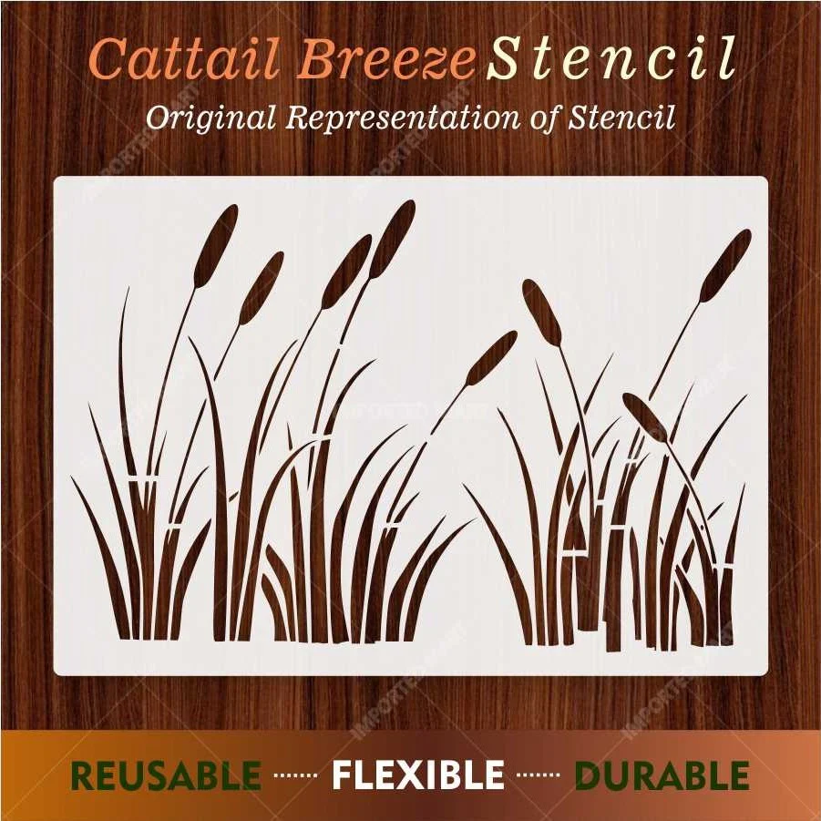 Natural Grass Silhouette Stencil for Wall, Floor & Craft Décor – Minimal Botanical Border – ID# 650