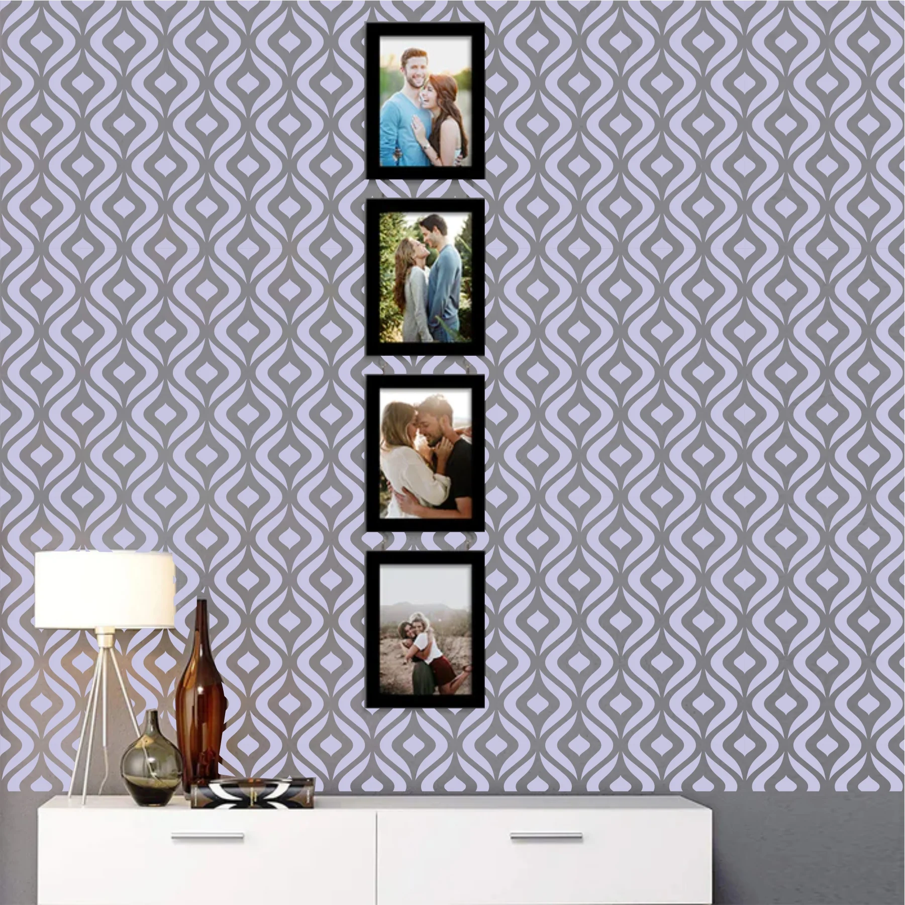 Ogee Bragello Wallpaper Pattern Reusable Stencil For Canvas And Wall Painting.ID#212I - Image 4