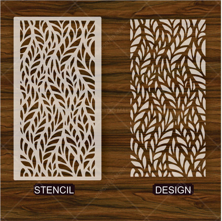 Organic Leaf Flow Stencil for Wall, Wood & Fabric Art – Nature-Inspired Pattern – ID# 660 - Image 4