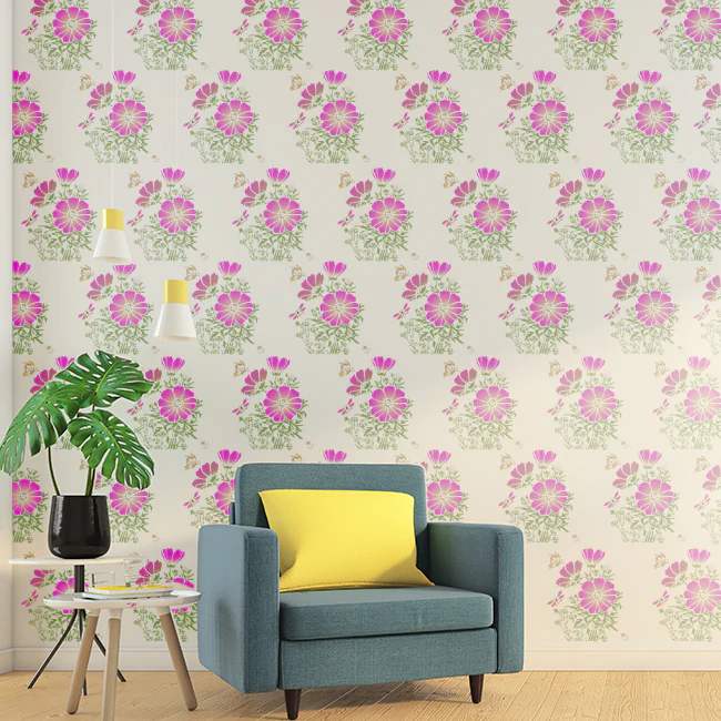 Pack of 4 Floral Reusable Stencil for Fabric , Canvas and wall painting.ID#04 - Image 11