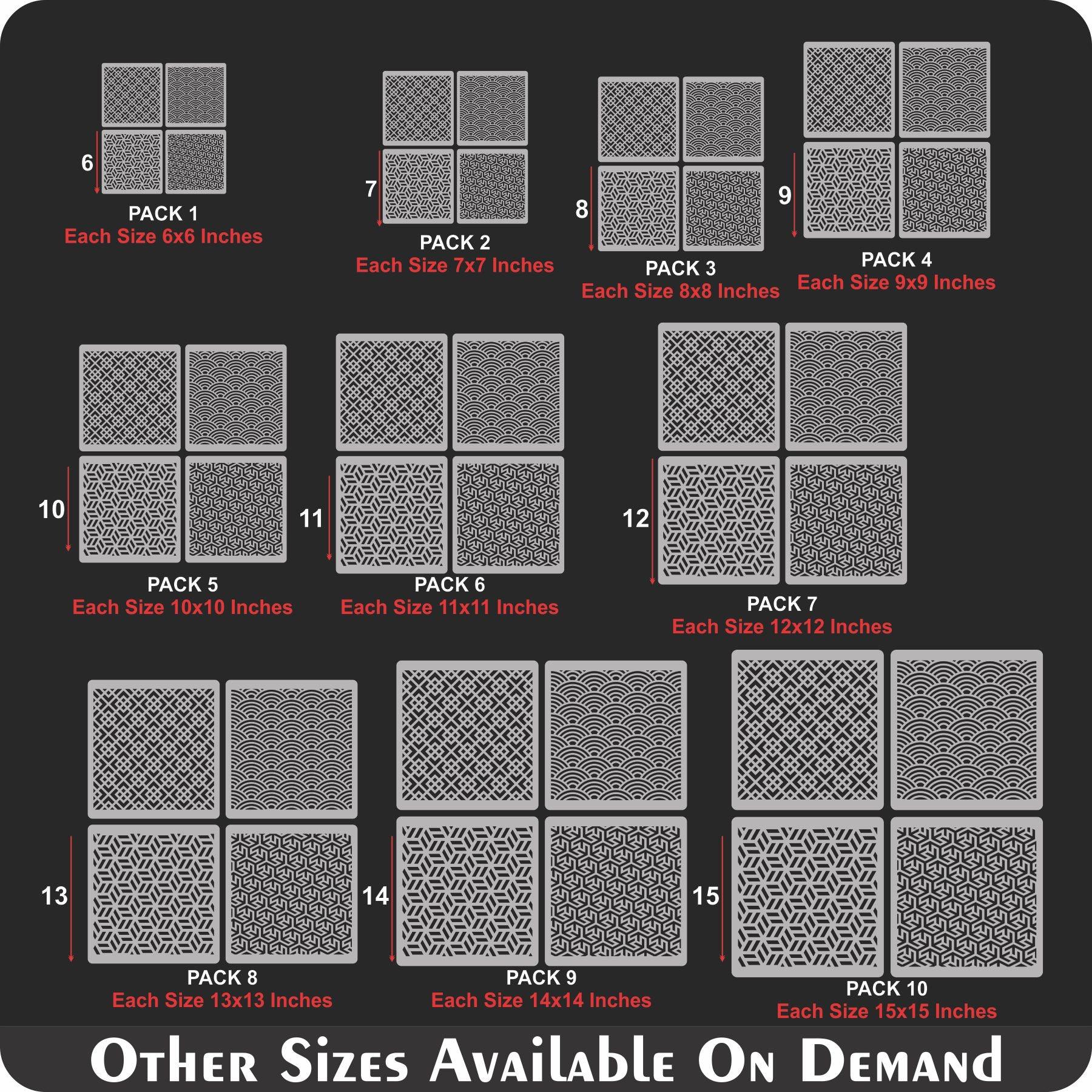 Pack of  4 Wall Decoration Testure Stencil for Canvas and wall painting.ID#40 - Image 6
