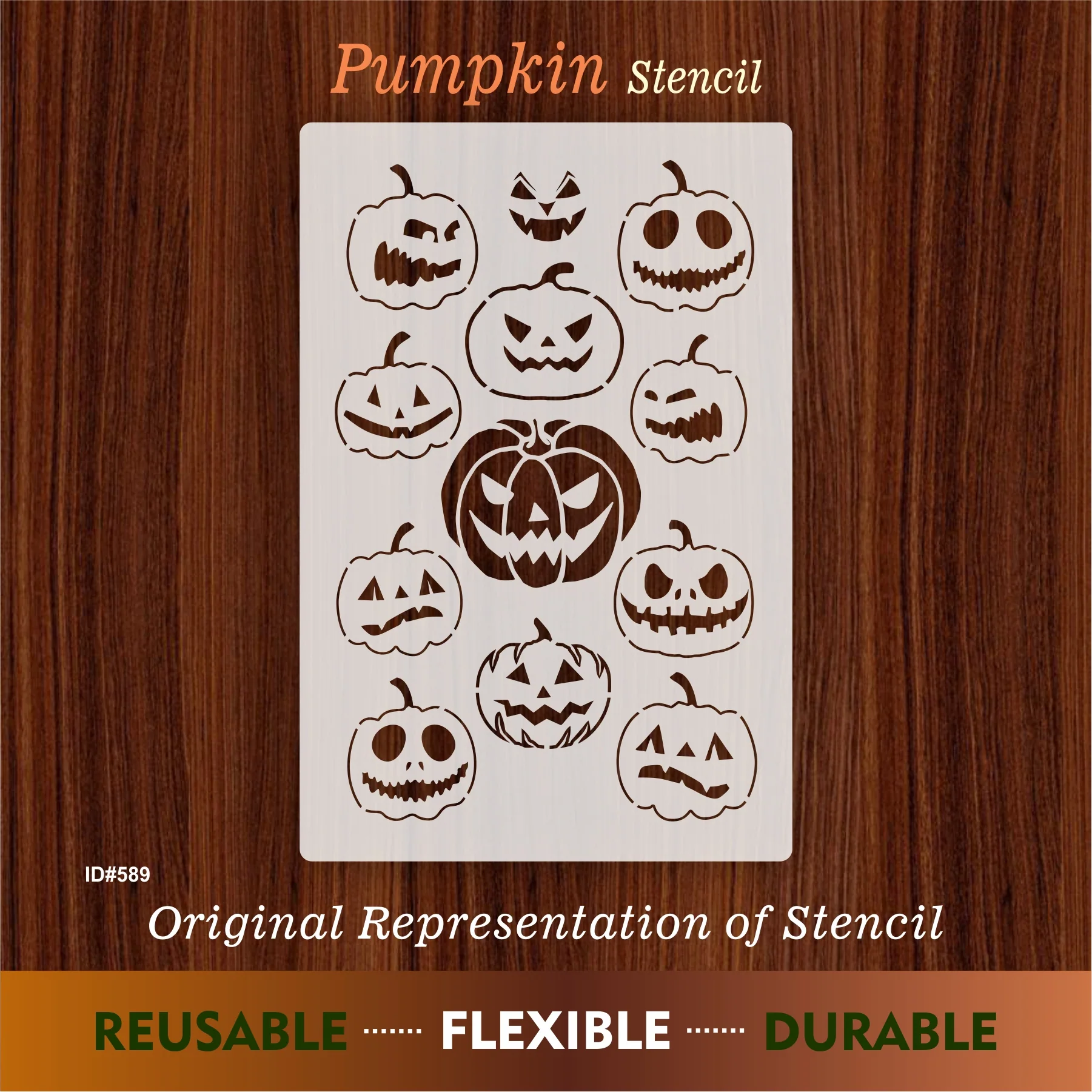 Pumpkin Halloween  Stencil for  Painting Scrapbook Coloring Embossing Album Decor. ID #589 - Image 4