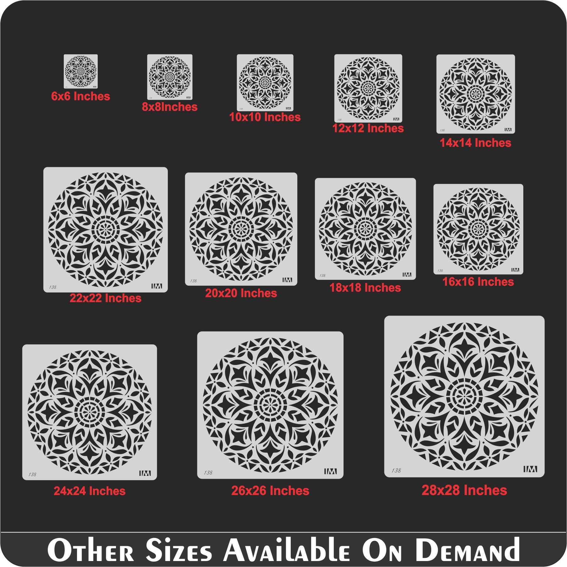 Round Floral Mandala Reusable Stencil For Canvas And Wall Painting.ID#138 - Image 6