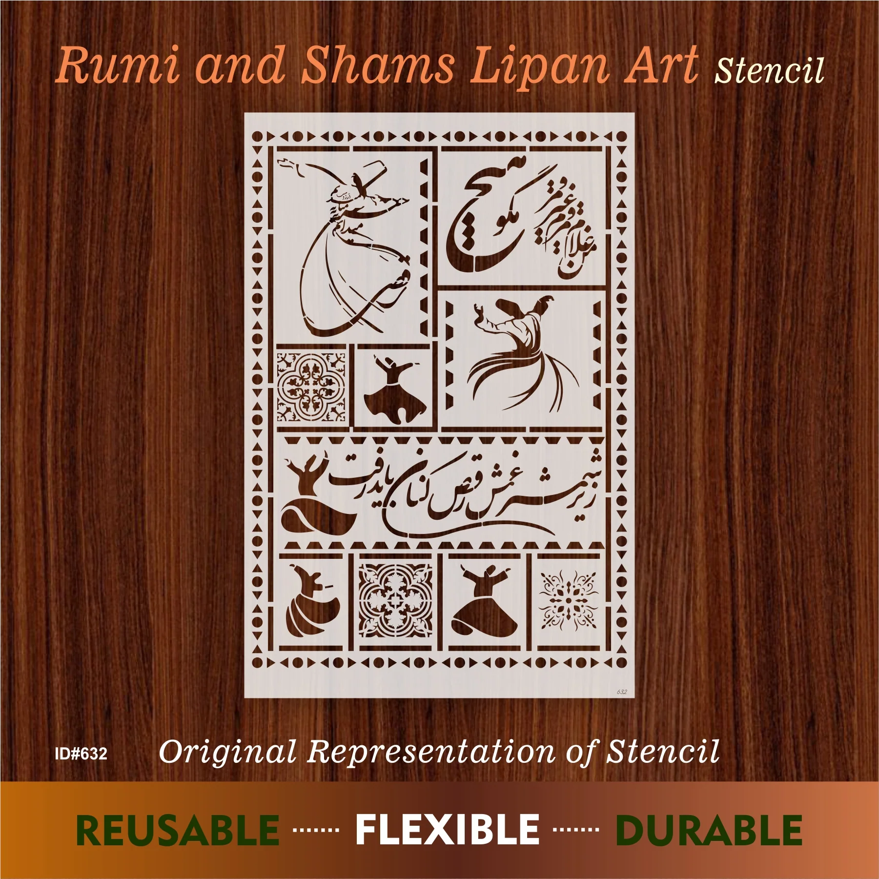 Rumi and Shams Lipan Art Stencil Painting Scrapbook Coloring Embossing Album Decor Template. ID #632 - Image 2