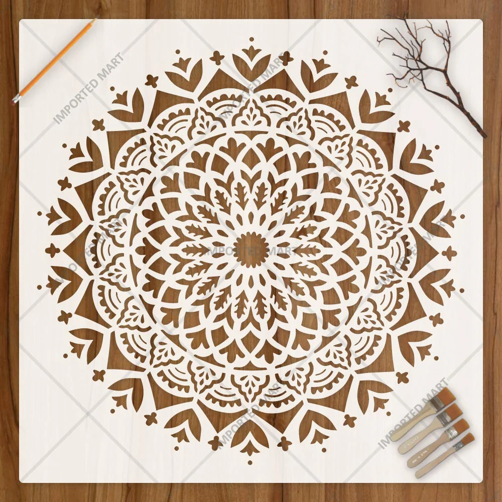 Sacred Geometry Mandala Stencil for Wall, Floor & Furniture Art – Decorative Round Mandala Pattern – ID# 726 - Image 3