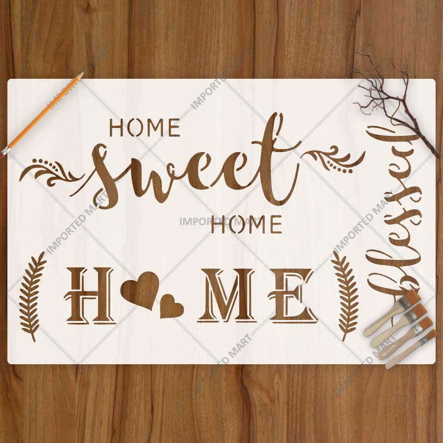 Sweet Home Word Bundle Stencil for Wall, Door, Wood & Farmhouse Decor – Reusable Typography Design – ID# 782