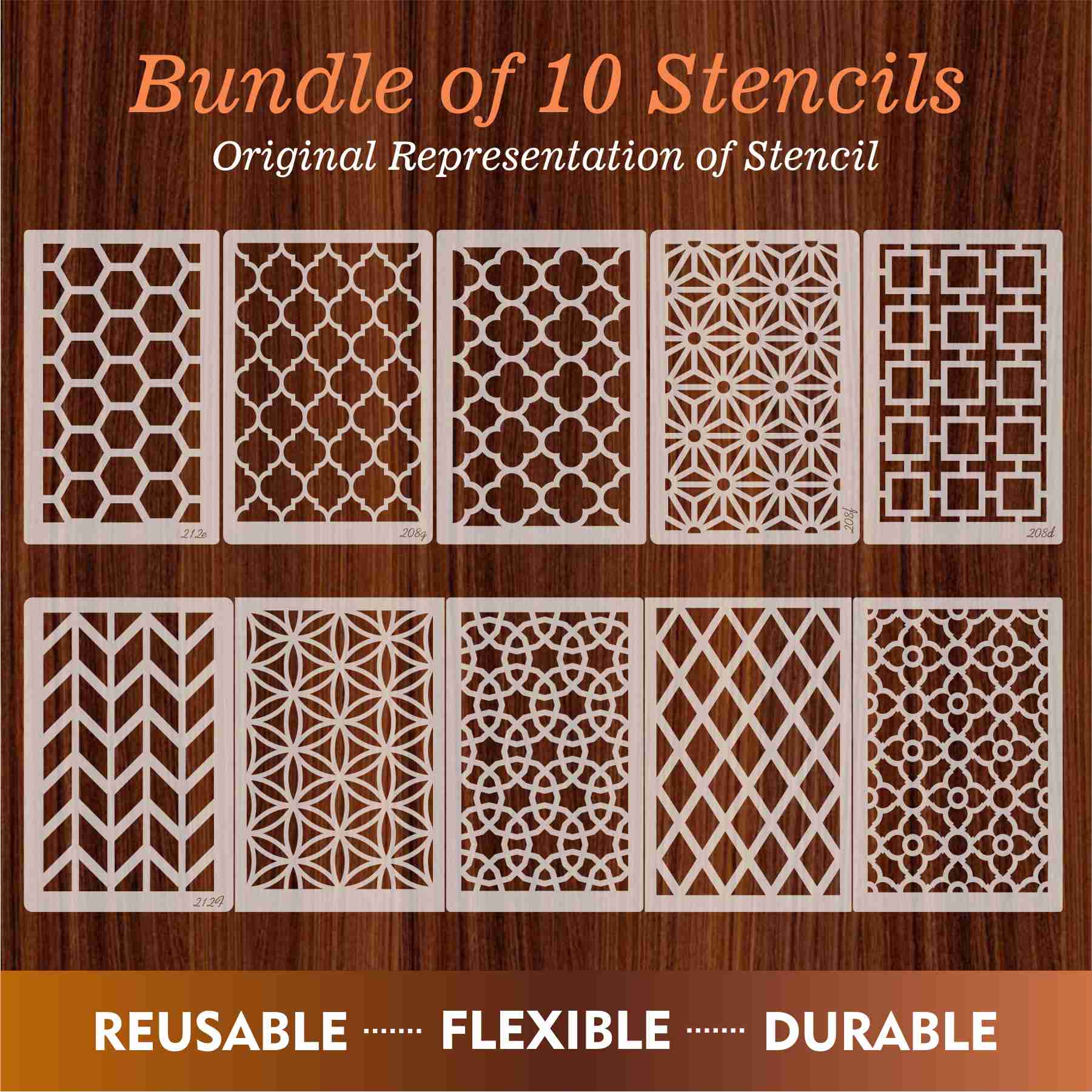 The Geometric Elegance Bundle- 10 Stencils  for crafts, walls, furniture, or fabric design