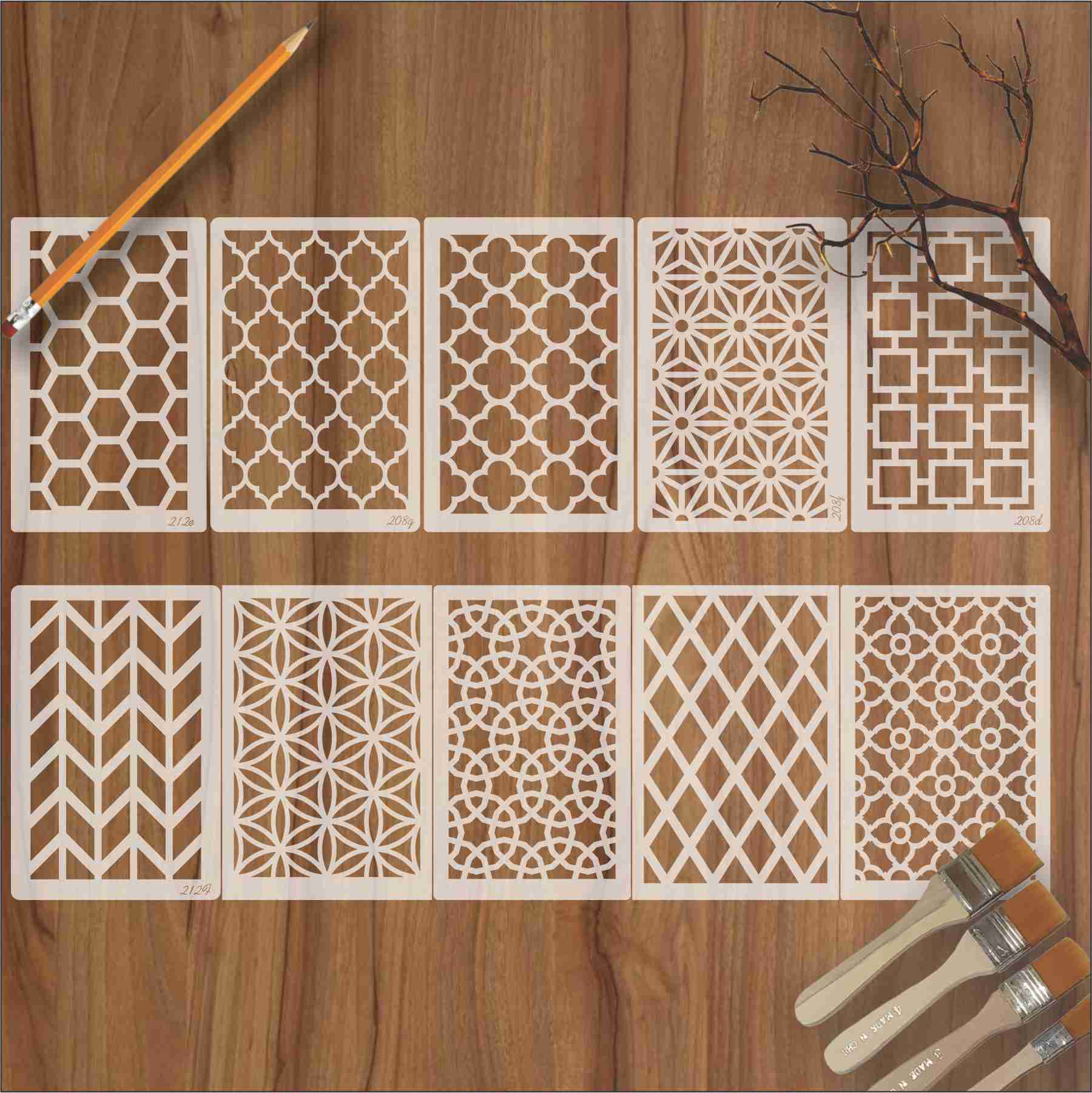 The Geometric Elegance Bundle- 10 Stencils  for crafts, walls, furniture, or fabric design - Image 2