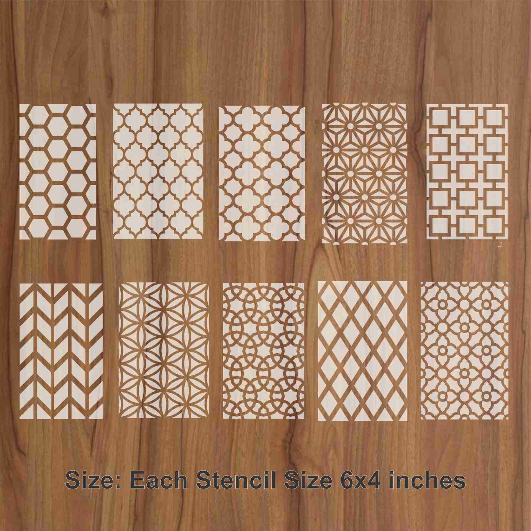 The Geometric Elegance Bundle- 10 Stencils  for crafts, walls, furniture, or fabric design - Image 3