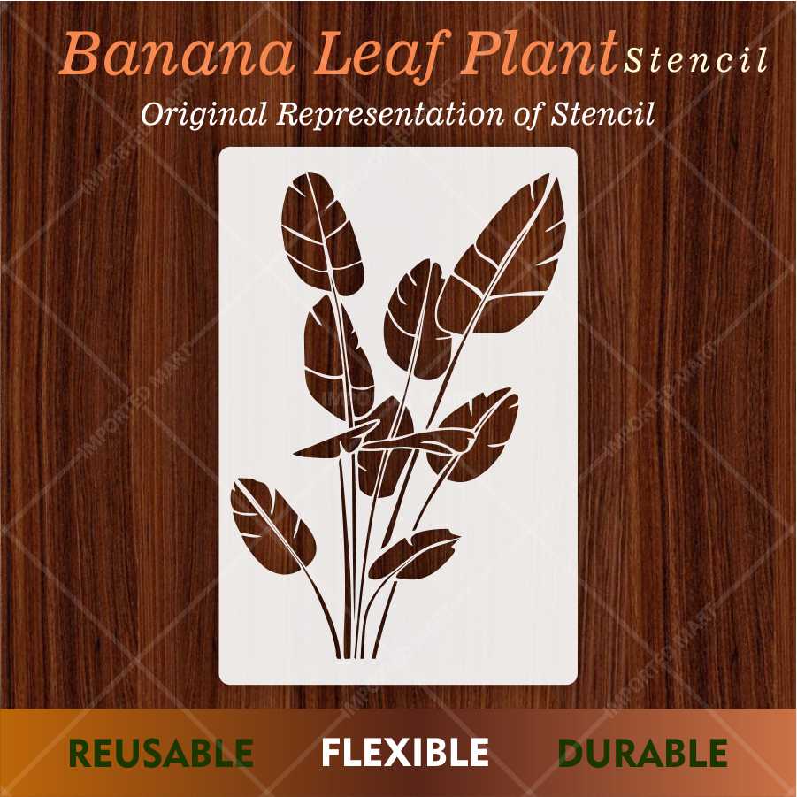 Tropical Banana Leaf Stencil for Wall, Wood & Fabric β Large Botanical Palm Design β ID# 672