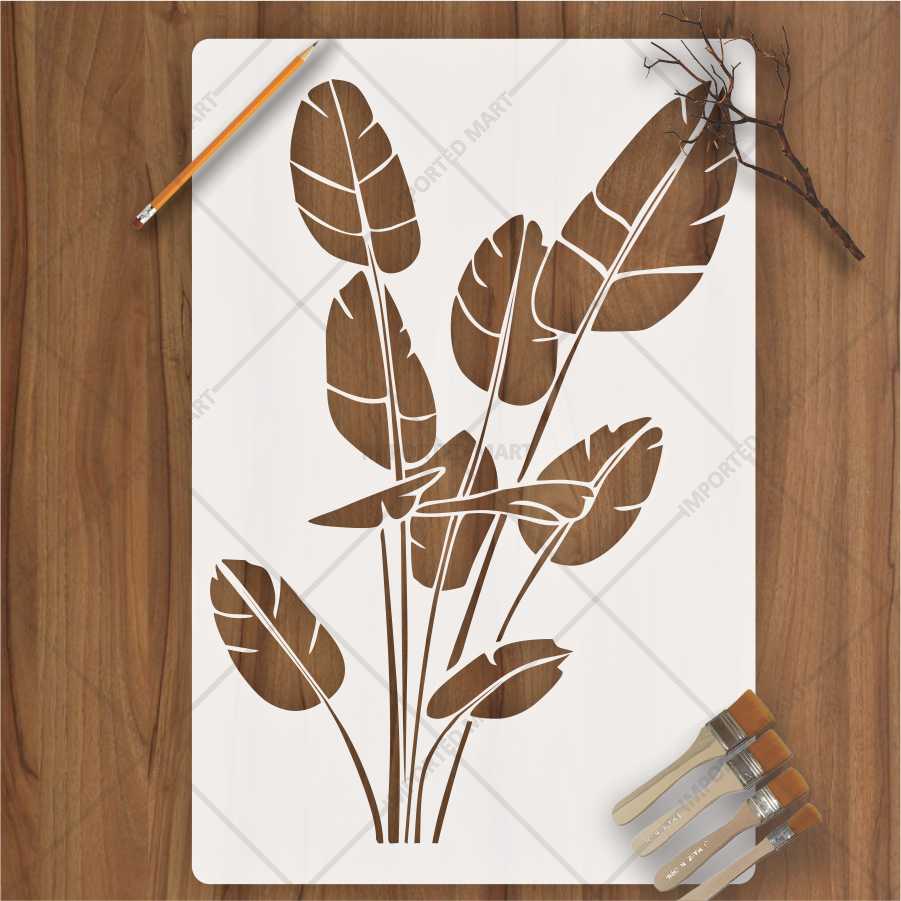 Tropical Banana Leaf Stencil for Wall, Wood & Fabric β Large Botanical Palm Design β ID# 672 - Image 2