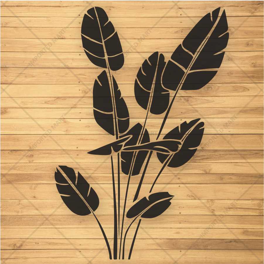 Tropical Banana Leaf Stencil for Wall, Wood & Fabric β Large Botanical Palm Design β ID# 672 - Image 3