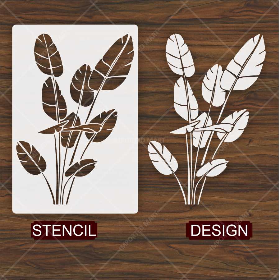 Tropical Banana Leaf Stencil for Wall, Wood & Fabric β Large Botanical Palm Design β ID# 672 - Image 4