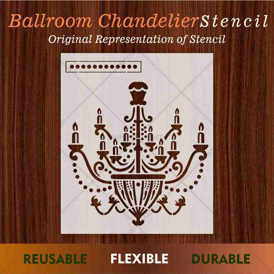 Vintage Chandelier Stencil for Wall, Furniture & Fabric Art β Classic Royal Lighting Design β ID# 701