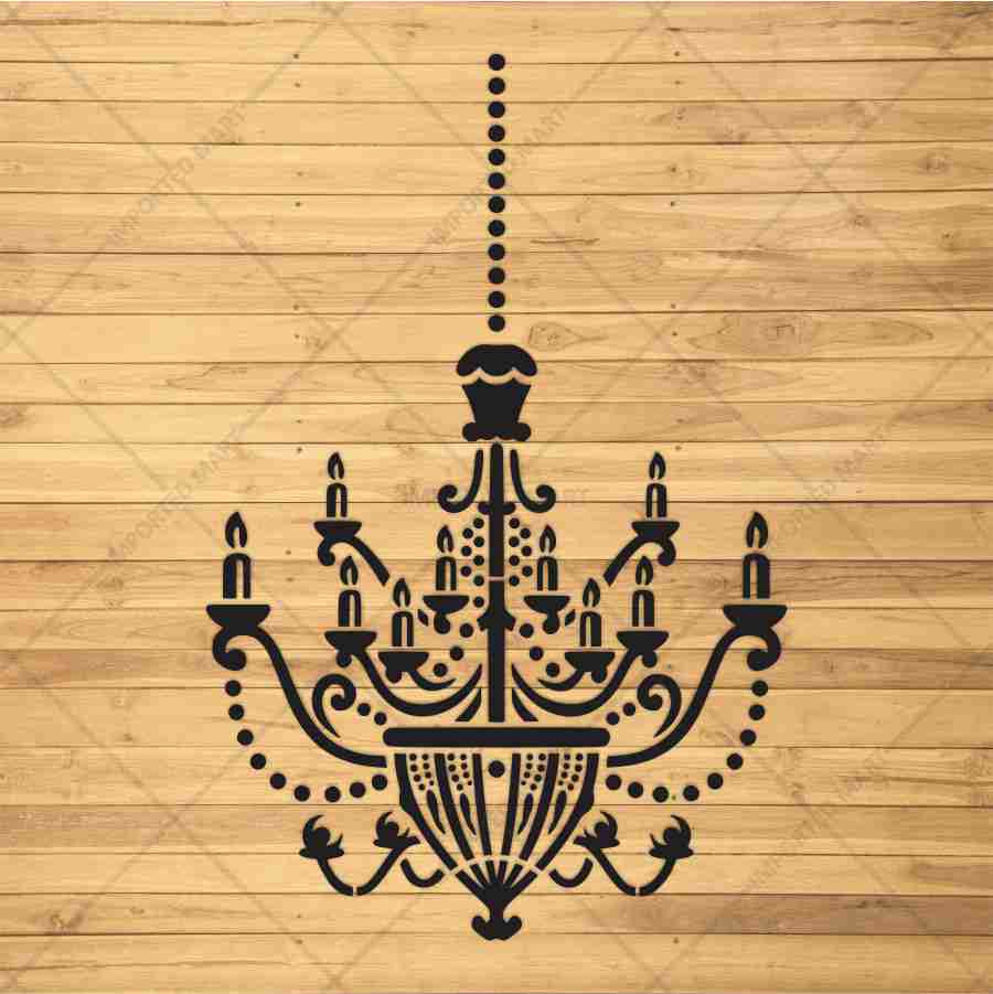 Vintage Chandelier Stencil for Wall, Furniture & Fabric Art β Classic Royal Lighting Design β ID# 701 - Image 3