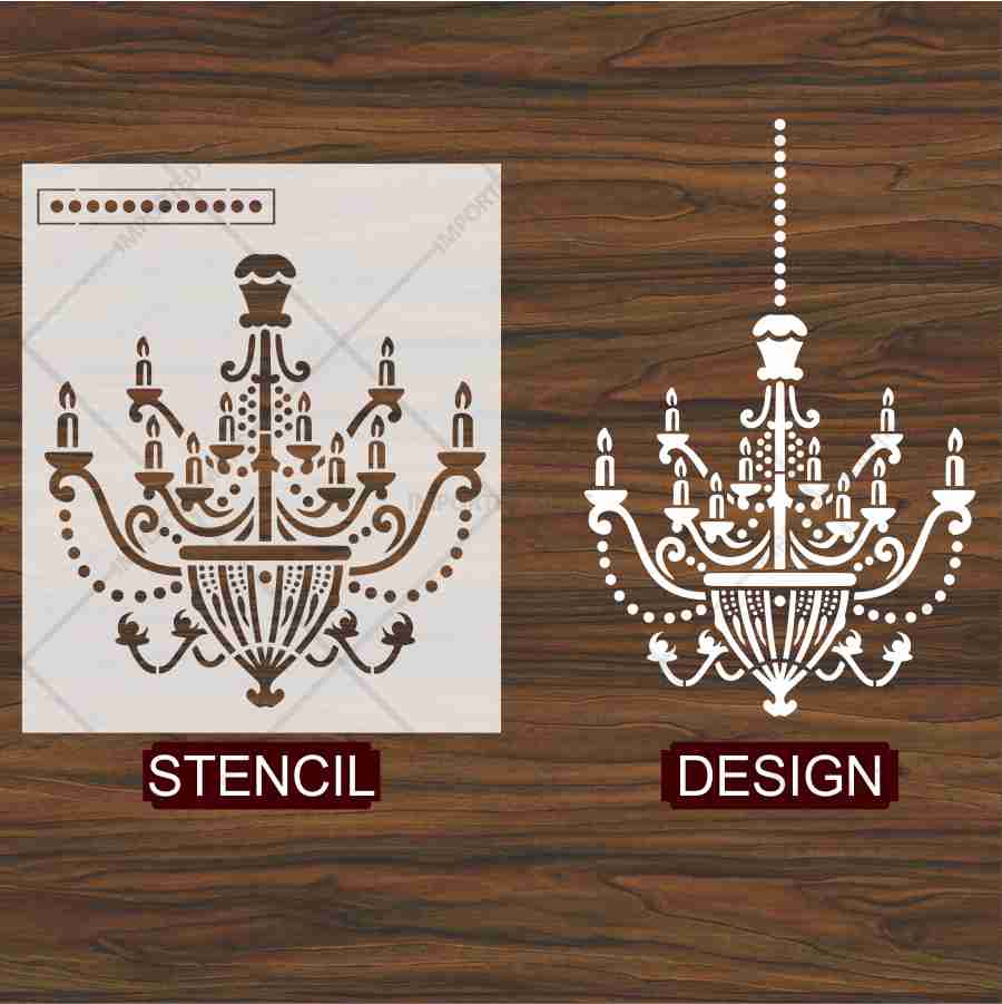 Vintage Chandelier Stencil for Wall, Furniture & Fabric Art β Classic Royal Lighting Design β ID# 701 - Image 4