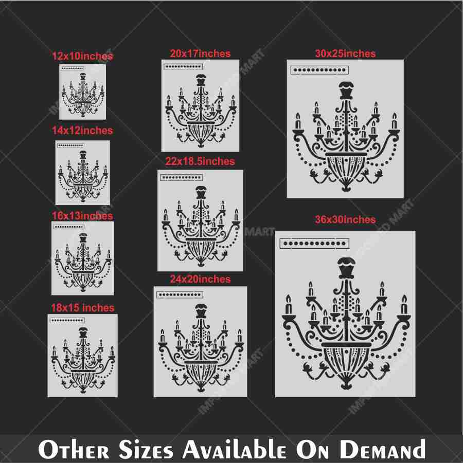 Vintage Chandelier Stencil for Wall, Furniture & Fabric Art β Classic Royal Lighting Design β ID# 701 - Image 5