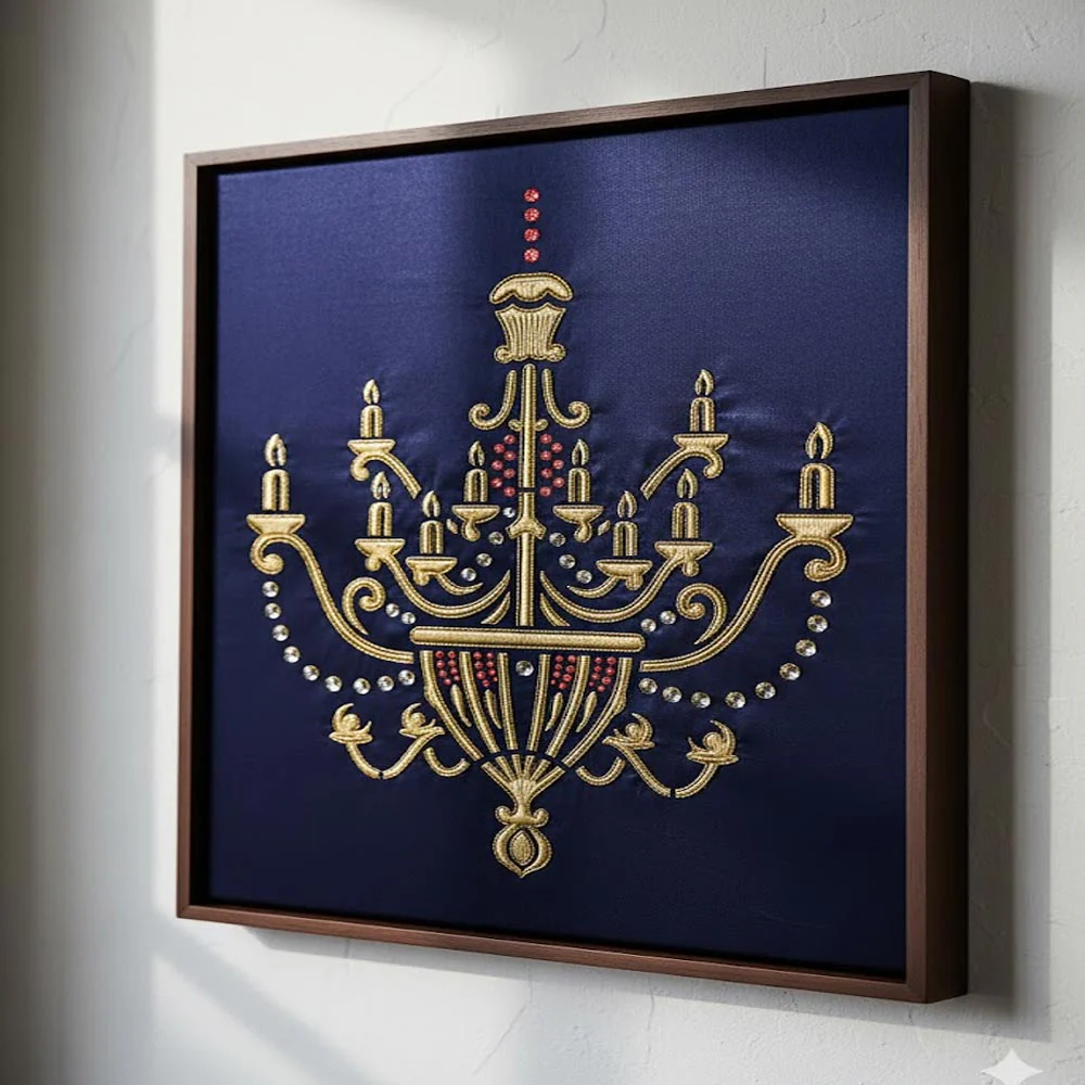 Vintage Chandelier Stencil for Wall, Furniture & Fabric Art β Classic Royal Lighting Design β ID# 701 - Image 6