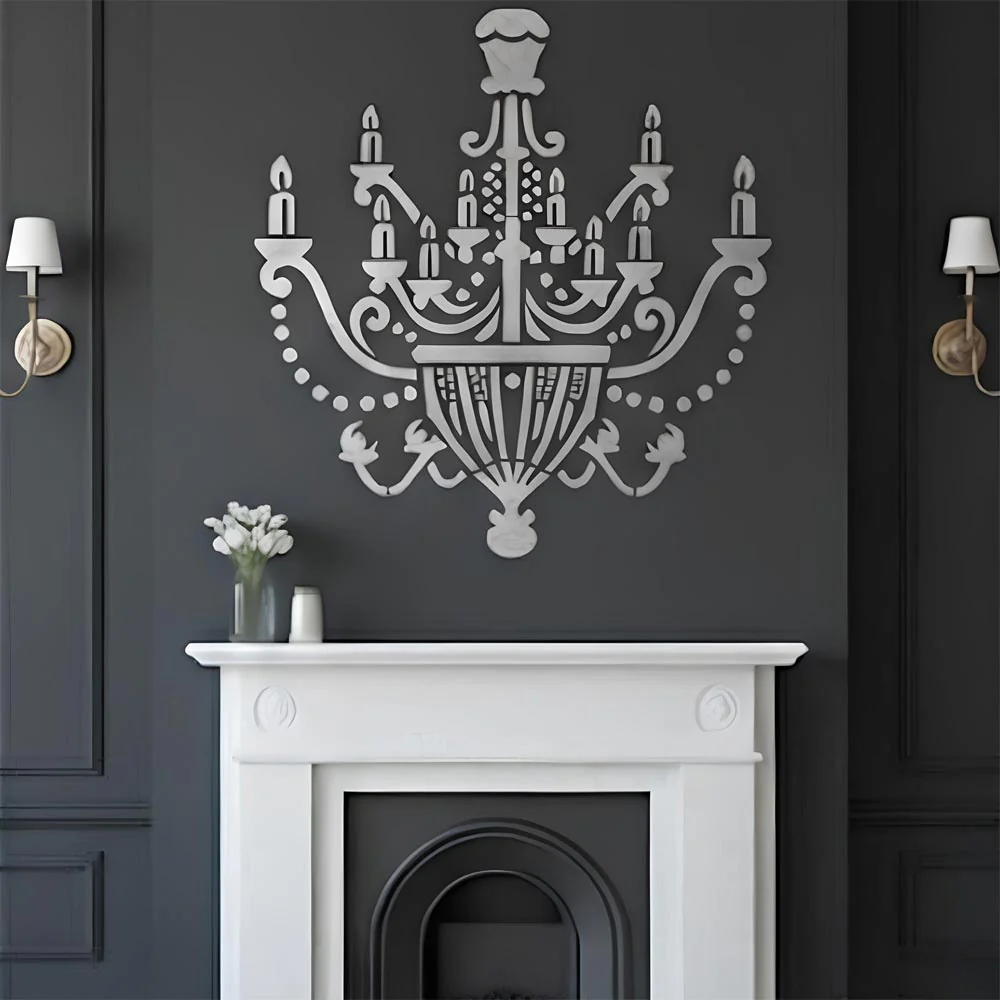 Vintage Chandelier Stencil for Wall, Furniture & Fabric Art β Classic Royal Lighting Design β ID# 701 - Image 7